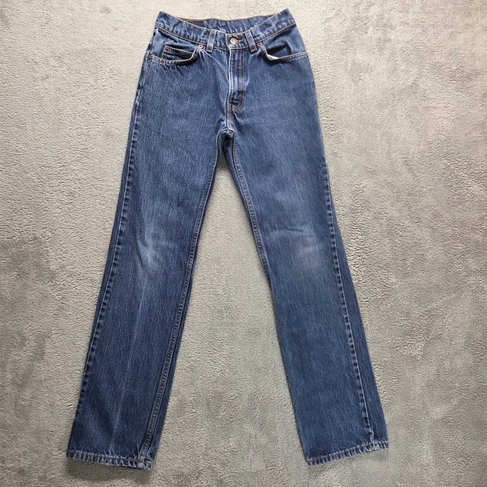 Vintage Levis Jeans Boys 14 Blue Straight Mid Rise Medium Wash White Tab Denim
